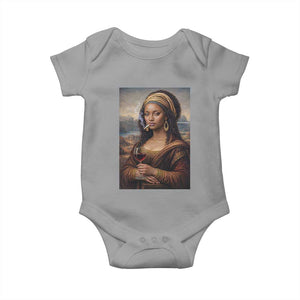 Funny Black Mona Lisa Baby Onesie Melanin Queen Black History Month TS12 Sport Gray Print Your Wear