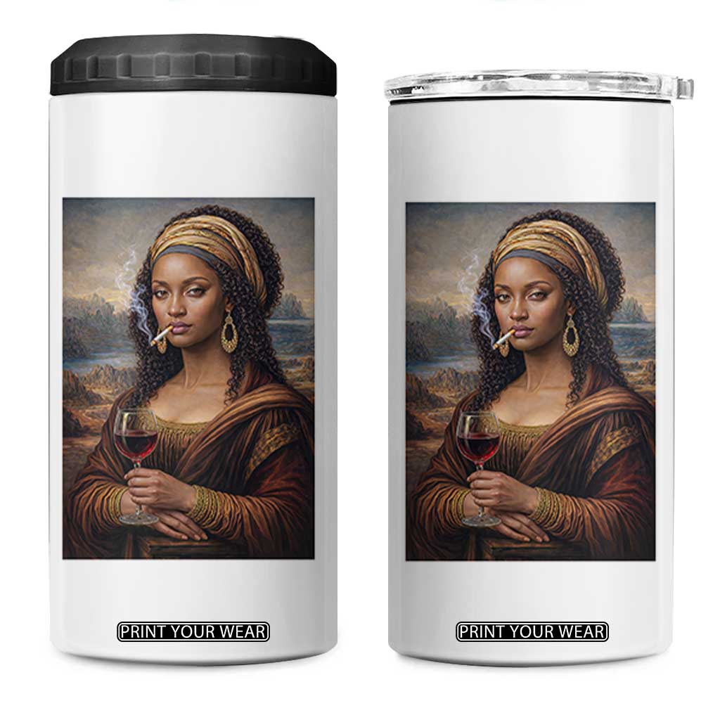 Funny Black Mona Lisa 4 in 1 Can Cooler Tumbler Melanin Queen Black History Month TS12 One Size: 16 oz White Print Your Wear
