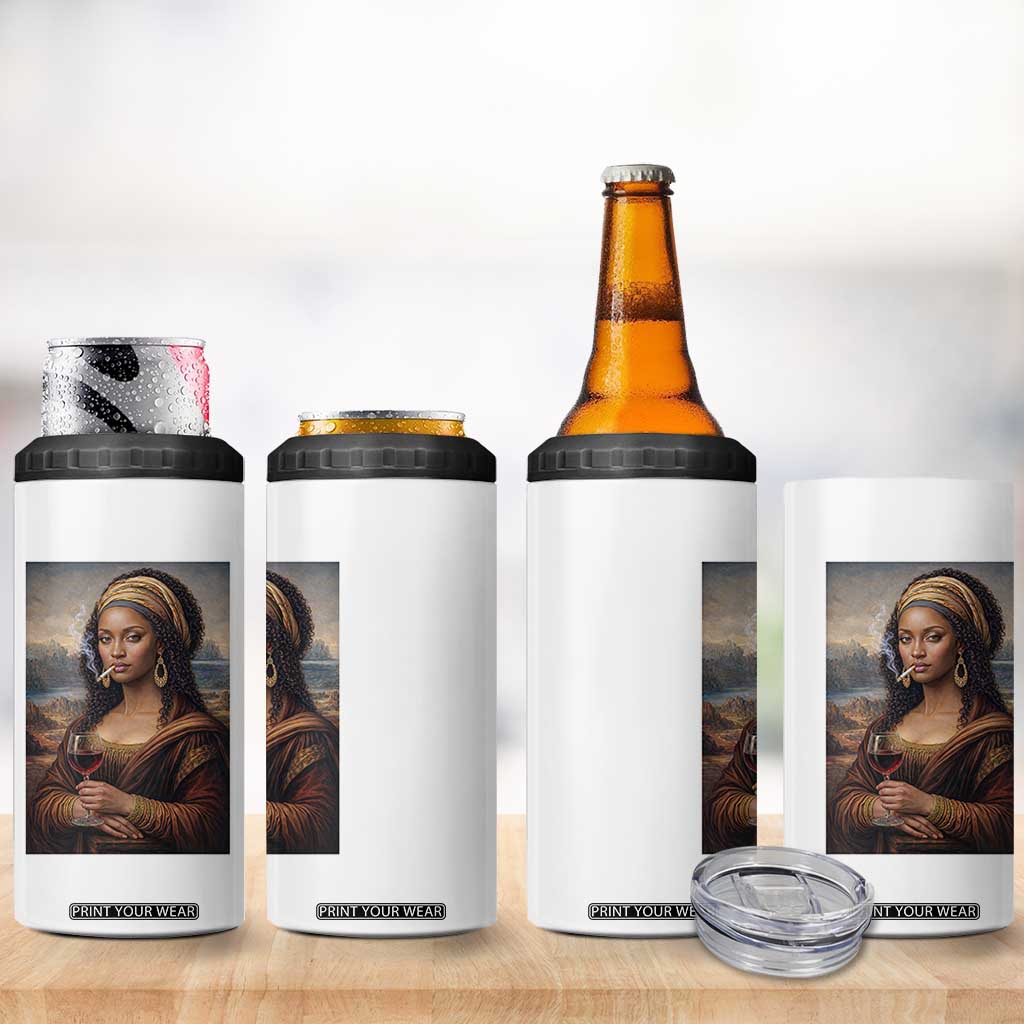 Funny Black Mona Lisa 4 in 1 Can Cooler Tumbler Melanin Queen Black History Month TS12 Print Your Wear