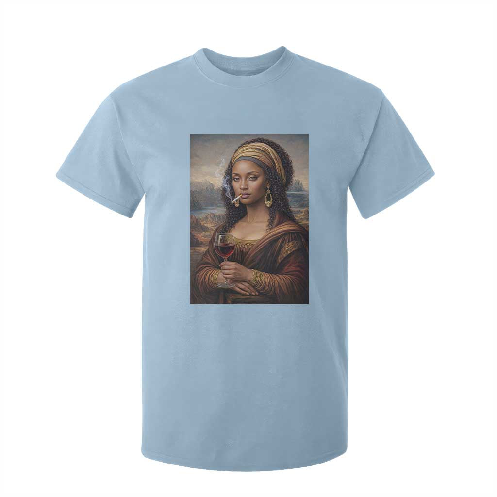 Funny Black Mona Lisa T Shirt For Kid Melanin Queen Black History Month TS12 Light Blue Print Your Wear