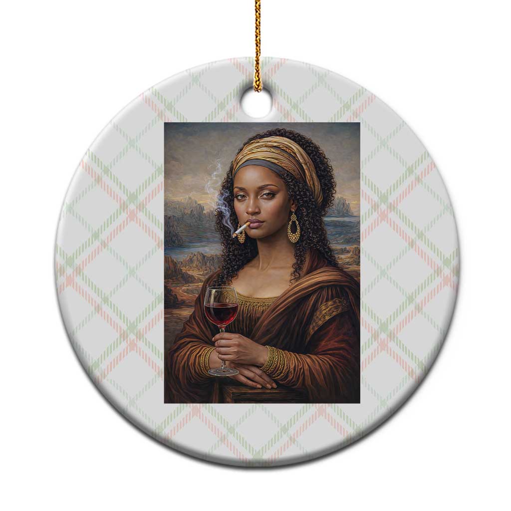 Funny Black Mona Lisa Ceramic Ornament Melanin Queen Black History Month TS12 1pc Christmas Plaid Print Your Wear