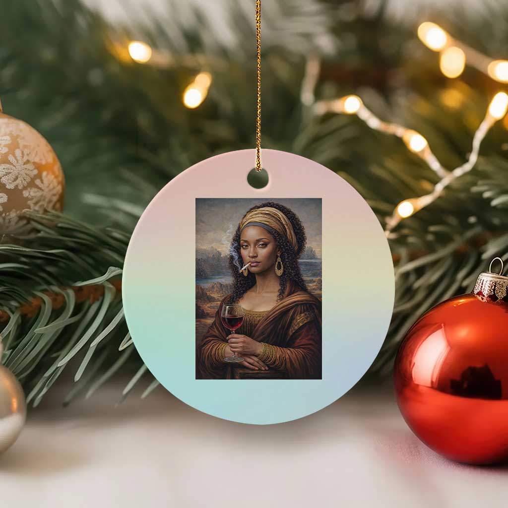 Funny Black Mona Lisa Ceramic Ornament Melanin Queen Black History Month TS12 1pc Pastel Print Your Wear