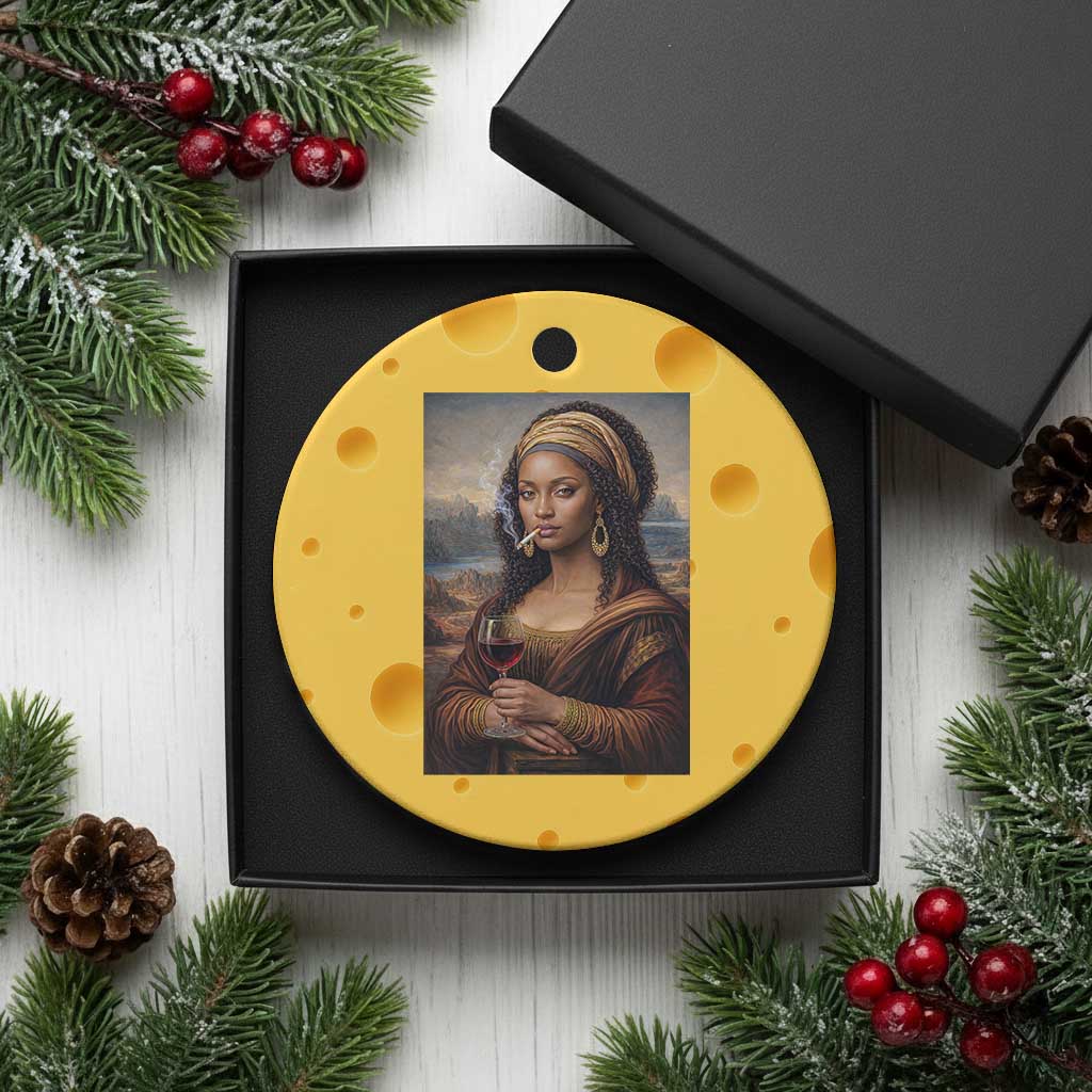 Funny Black Mona Lisa Ceramic Ornament Melanin Queen Black History Month TS12 1pc Yellow Cheese Print Your Wear