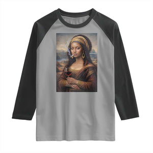 Funny Black Mona Lisa Raglan Shirt Melanin Queen Black History Month TS12 Sport Gray Black Print Your Wear