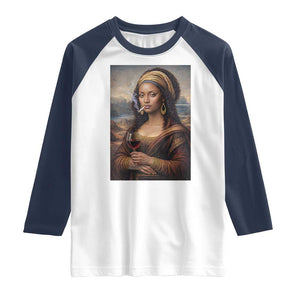 Funny Black Mona Lisa Raglan Shirt Melanin Queen Black History Month TS12 White Navy Print Your Wear