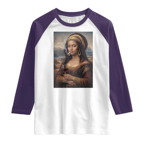 Funny Black Mona Lisa Raglan Shirt Melanin Queen Black History Month TS12 White Purple Print Your Wear