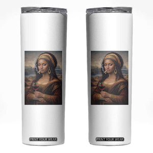Funny Black Mona Lisa Skinny Tumbler Melanin Queen Black History Month TS12 White Print Your Wear