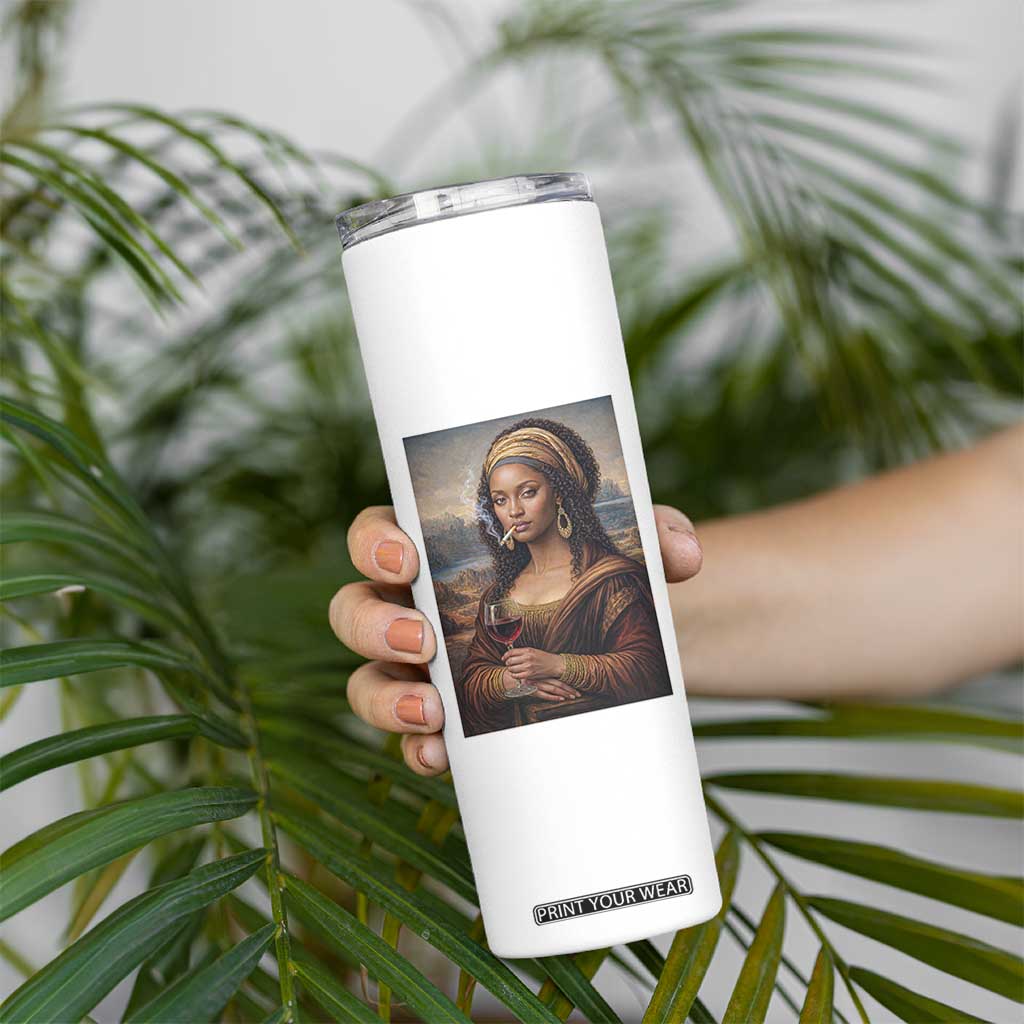 Funny Black Mona Lisa Skinny Tumbler Melanin Queen Black History Month TS12 Print Your Wear