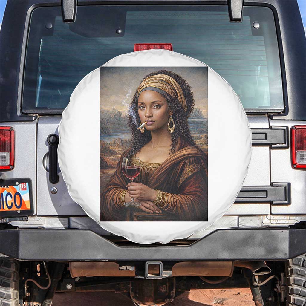 Funny Black Mona Lisa Spare Tire Cover Melanin Queen Black History Month TS12 No hole Black Print Your Wear