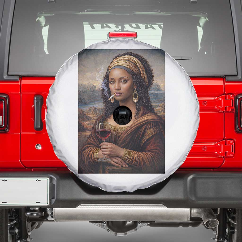 Funny Black Mona Lisa Spare Tire Cover Melanin Queen Black History Month TS12 Black Print Your Wear