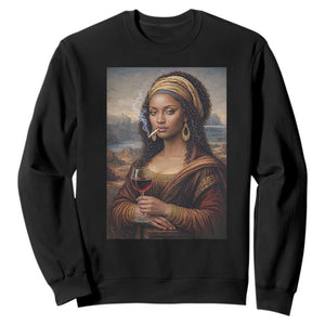 Funny Black Mona Lisa Sweatshirt Melanin Queen Black History Month TS12 Black Print Your Wear