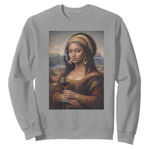 Funny Black Mona Lisa Sweatshirt Melanin Queen Black History Month TS12 Sport Gray Print Your Wear