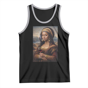 Funny Black Mona Lisa Tank Top Melanin Queen Black History Month TS12 Black Athletic Heather Print Your Wear