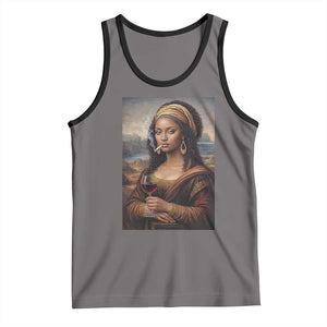 Funny Black Mona Lisa Tank Top Melanin Queen Black History Month TS12 Deep Heather Black Print Your Wear