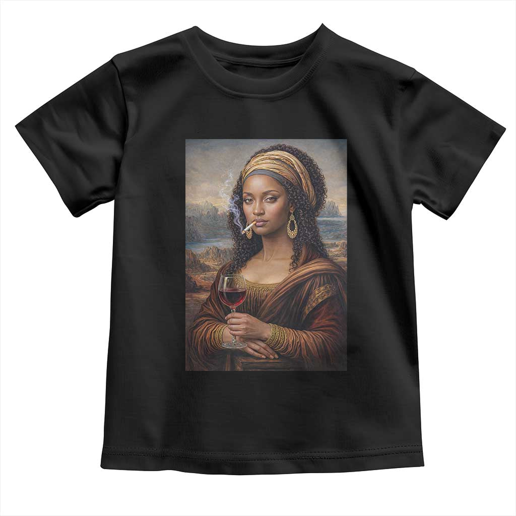 Funny Black Mona Lisa Toddler T Shirt Melanin Queen Black History Month TS12 Black Print Your Wear