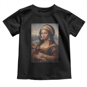 Funny Black Mona Lisa Toddler T Shirt Melanin Queen Black History Month TS12 Black Print Your Wear