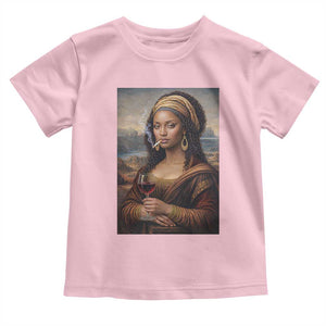Funny Black Mona Lisa Toddler T Shirt Melanin Queen Black History Month TS12 Light Pink Print Your Wear