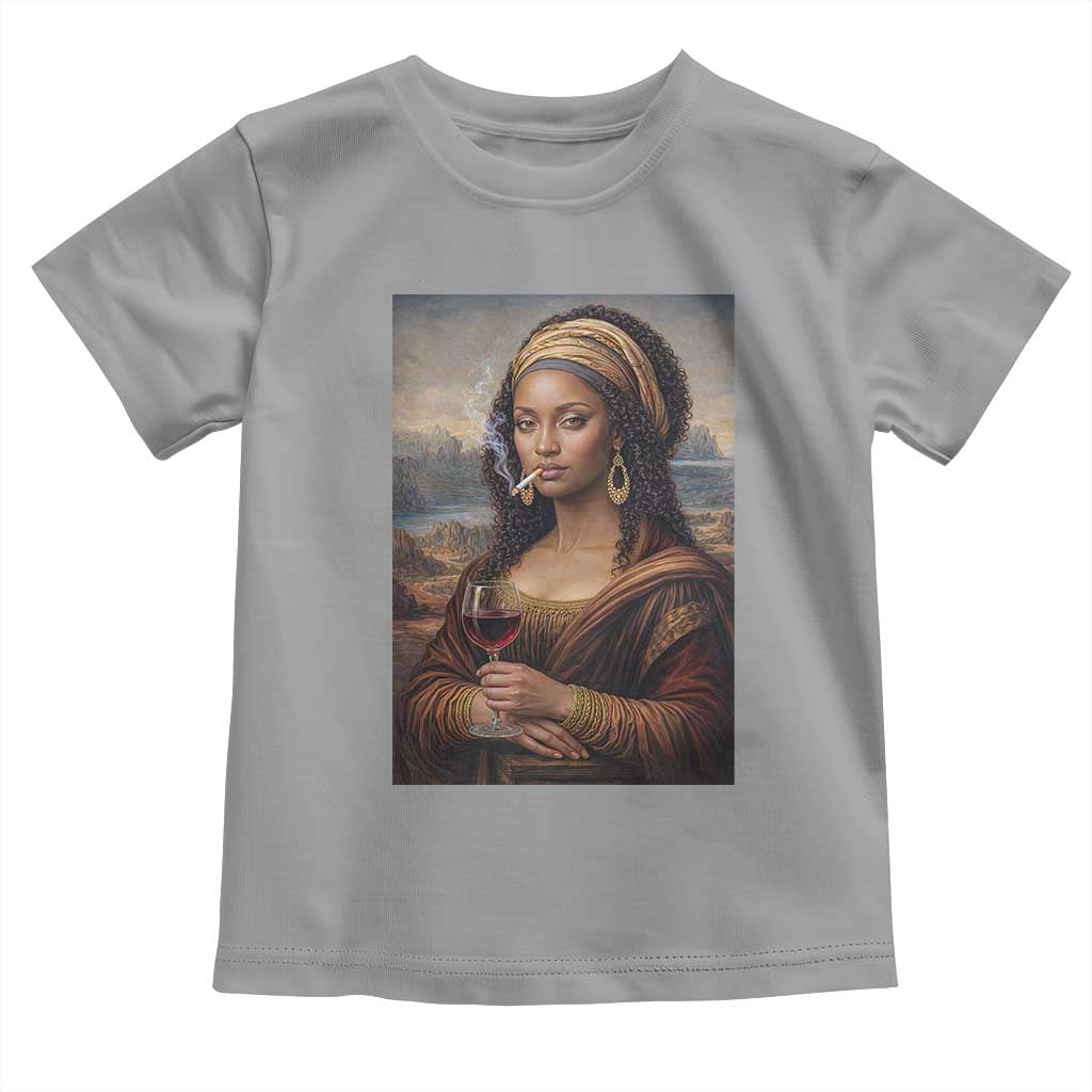 Funny Black Mona Lisa Toddler T Shirt Melanin Queen Black History Month TS12 Sport Gray Print Your Wear