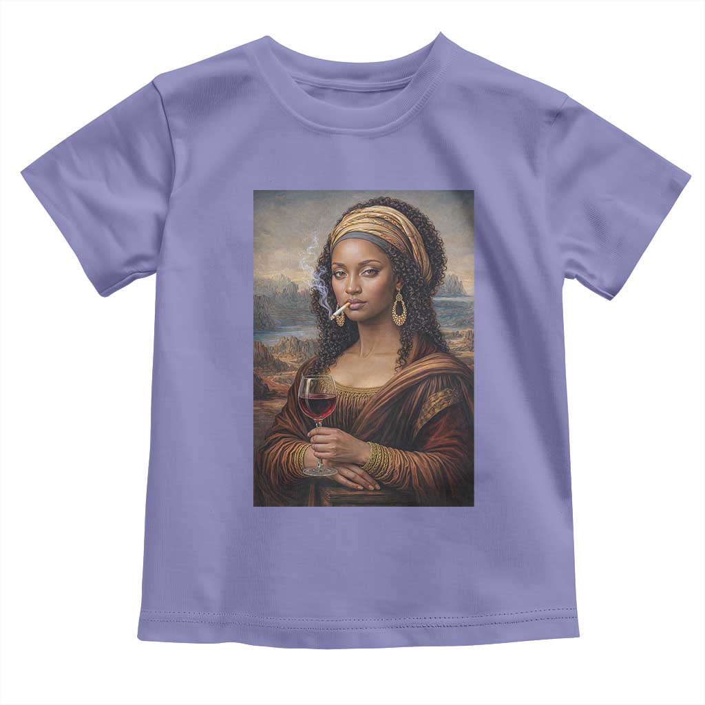 Funny Black Mona Lisa Toddler T Shirt Melanin Queen Black History Month TS12 Violet Print Your Wear