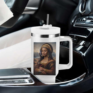 Funny Black Mona Lisa Tumbler With Handle Melanin Queen Black History Month TS12 Print Your Wear