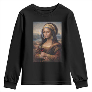 Funny Black Mona Lisa Youth Sweatshirt Melanin Queen Black History Month TS12 Black Print Your Wear