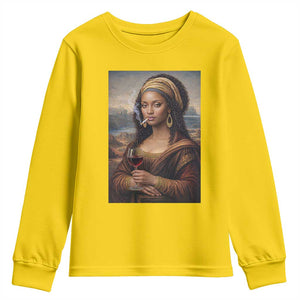 Funny Black Mona Lisa Youth Sweatshirt Melanin Queen Black History Month TS12 Daisy Print Your Wear