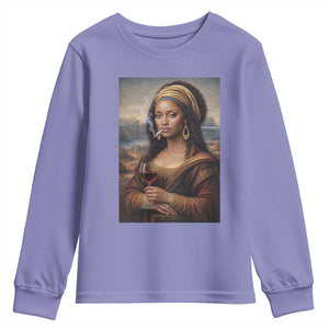 Funny Black Mona Lisa Youth Sweatshirt Melanin Queen Black History Month TS12 Violet Print Your Wear