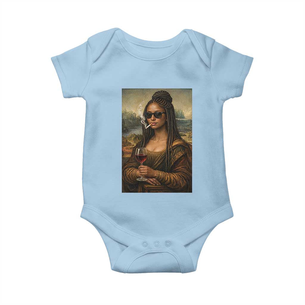 Black Mona Lisa African American Baby Onesie Black History Month TS12 Light Blue Print Your Wear