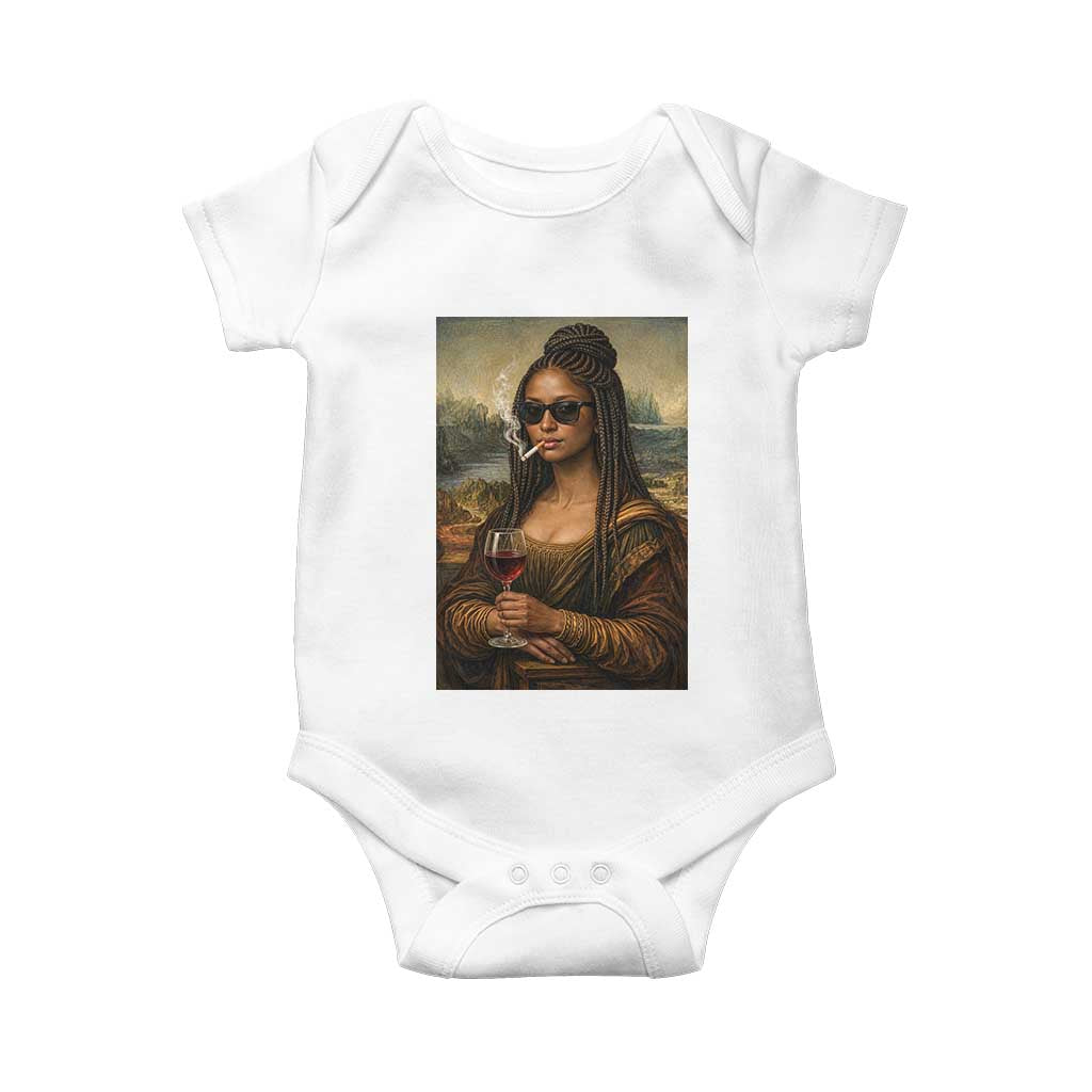 Black Mona Lisa African American Baby Onesie Black History Month TS12 White Print Your Wear