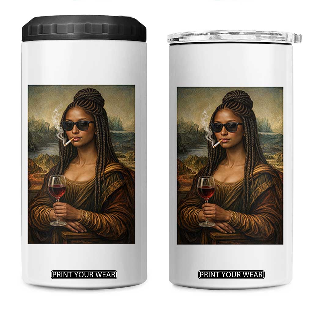 Black Mona Lisa African American 4 in 1 Can Cooler Tumbler Black History Month TS12 One Size: 16 oz White Print Your Wear