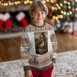 Black Mona Lisa African American Ugly Christmas Sweater Black History Month TS12 Mocha Mousse Print Your Wear