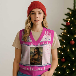 Black Mona Lisa African American V-Neck Knit Sweater Vest Black History Month TS12 Hot Pink Print Your Wear
