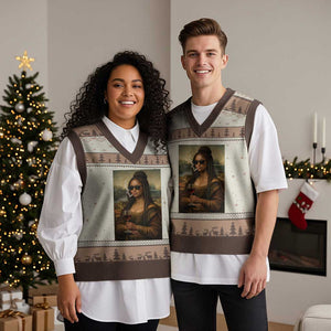 Black Mona Lisa African American V-Neck Knit Sweater Vest Black History Month TS12 Mocha Mousse Print Your Wear