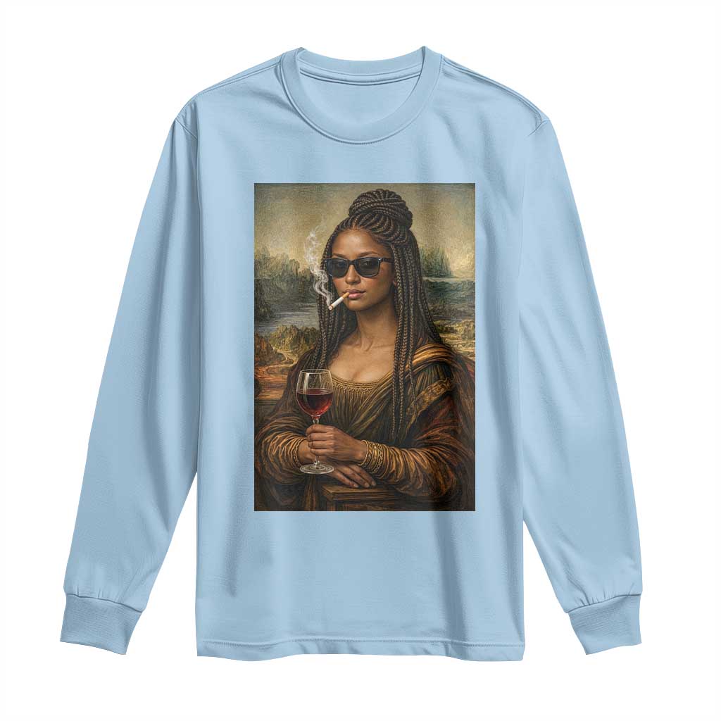 Black Mona Lisa African American Long Sleeve Shirt Black History Month TS12 Light Blue Print Your Wear