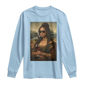 Black Mona Lisa African American Long Sleeve Shirt Black History Month TS12 Light Blue Print Your Wear