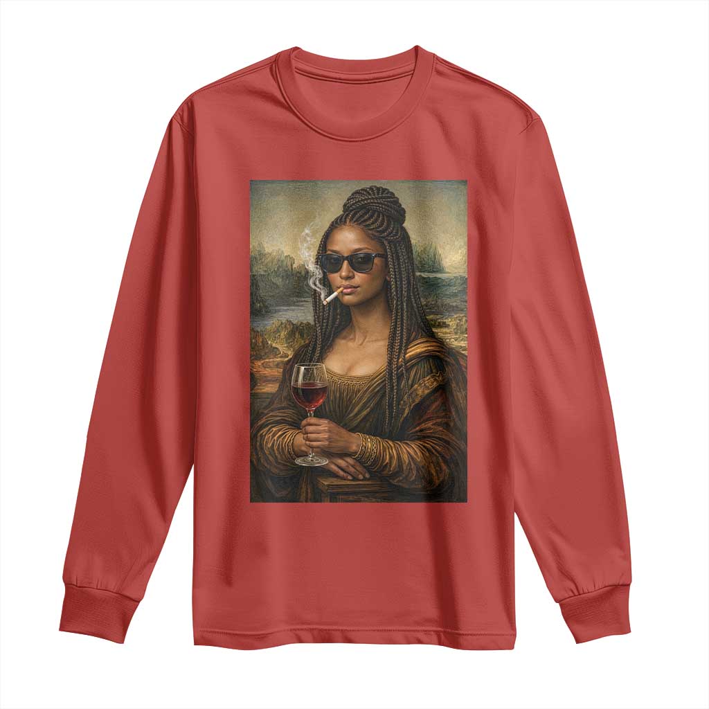 Black Mona Lisa African American Long Sleeve Shirt Black History Month TS12 Red Print Your Wear