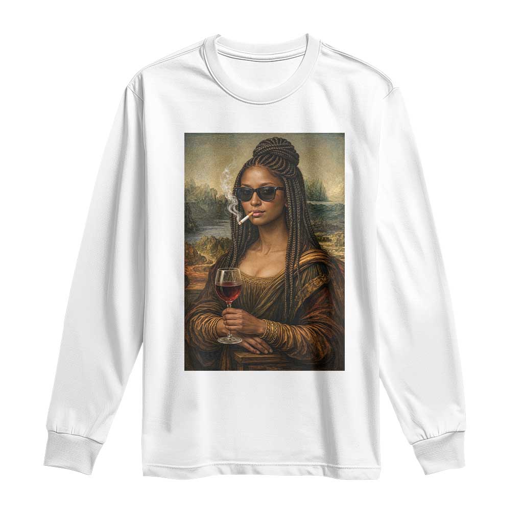 Black Mona Lisa African American Long Sleeve Shirt Black History Month TS12 White Print Your Wear