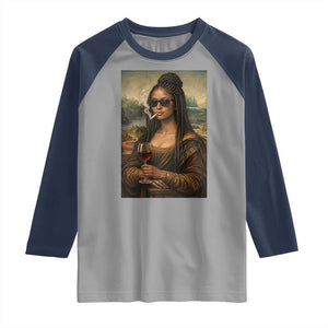 Black Mona Lisa African American Raglan Shirt Black History Month TS12 Sport Gray Navy Print Your Wear