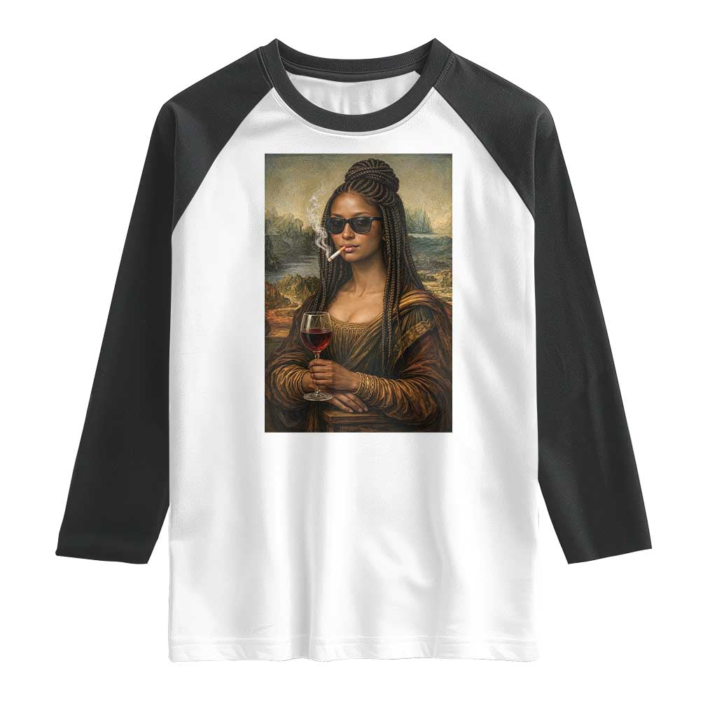 Black Mona Lisa African American Raglan Shirt Black History Month TS12 White Black Print Your Wear