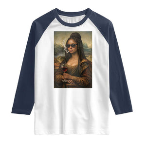 Black Mona Lisa African American Raglan Shirt Black History Month TS12 White Navy Print Your Wear