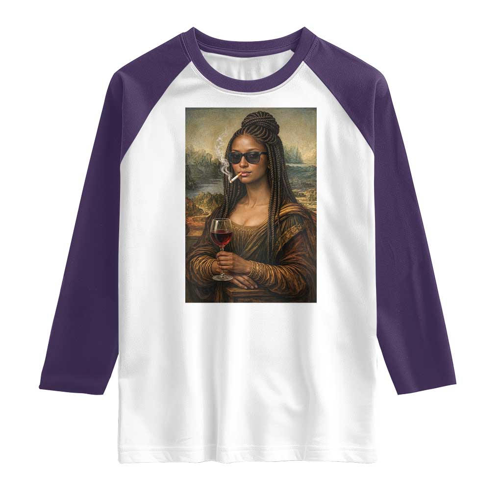 Black Mona Lisa African American Raglan Shirt Black History Month TS12 White Purple Print Your Wear
