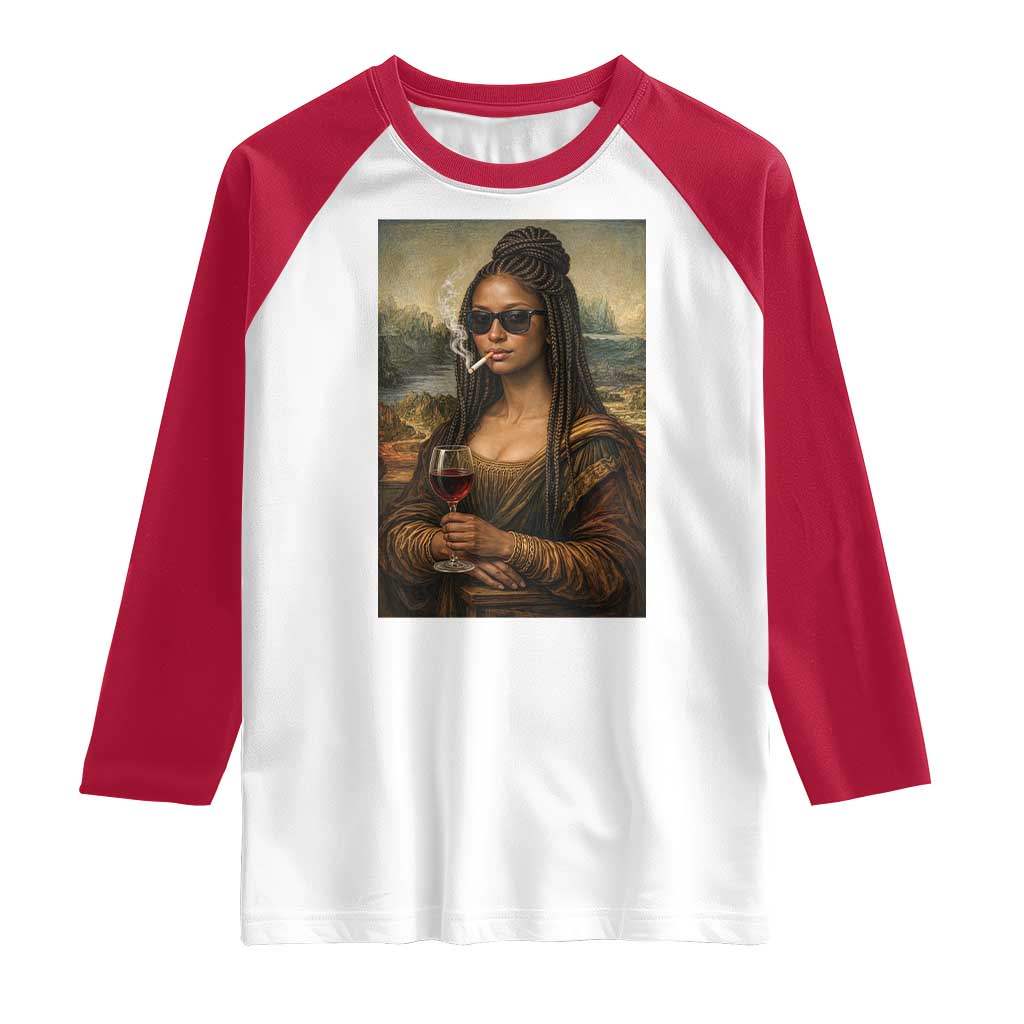 Black Mona Lisa African American Raglan Shirt Black History Month TS12 White Red Print Your Wear
