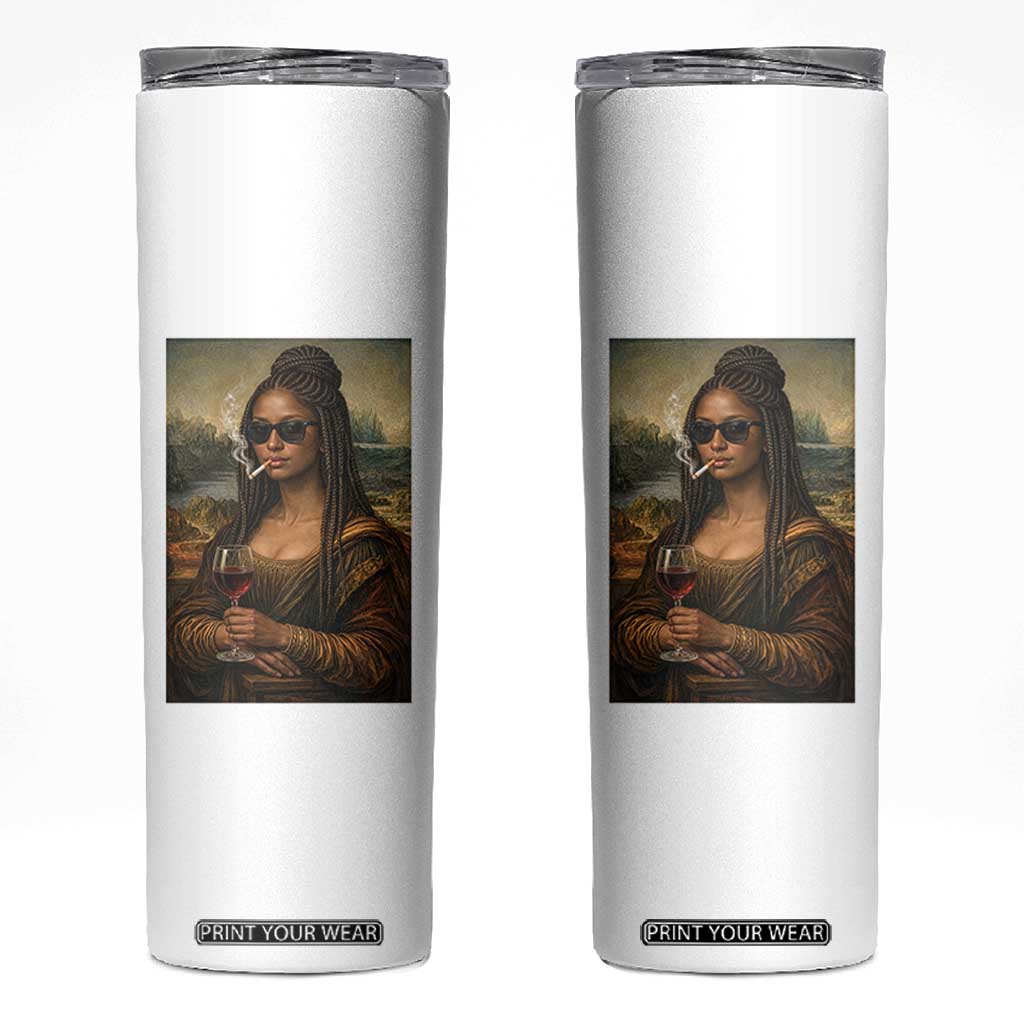 Black Mona Lisa African American Skinny Tumbler Black History Month TS12 White Print Your Wear