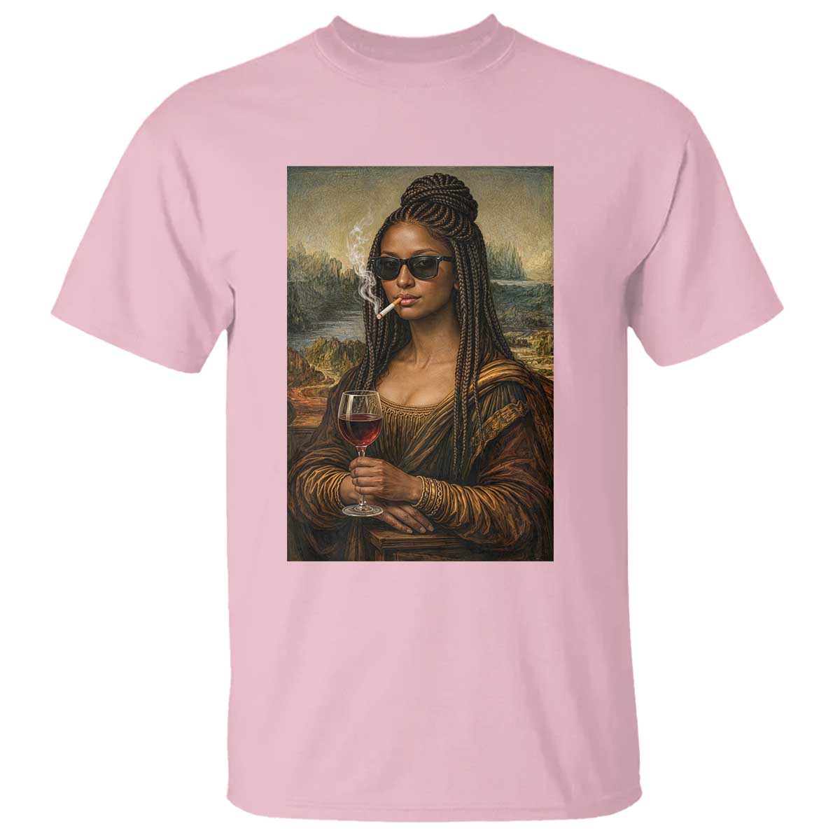 Black Mona Lisa African American T Shirt Black History Month TS12 Light Pink Print Your Wear