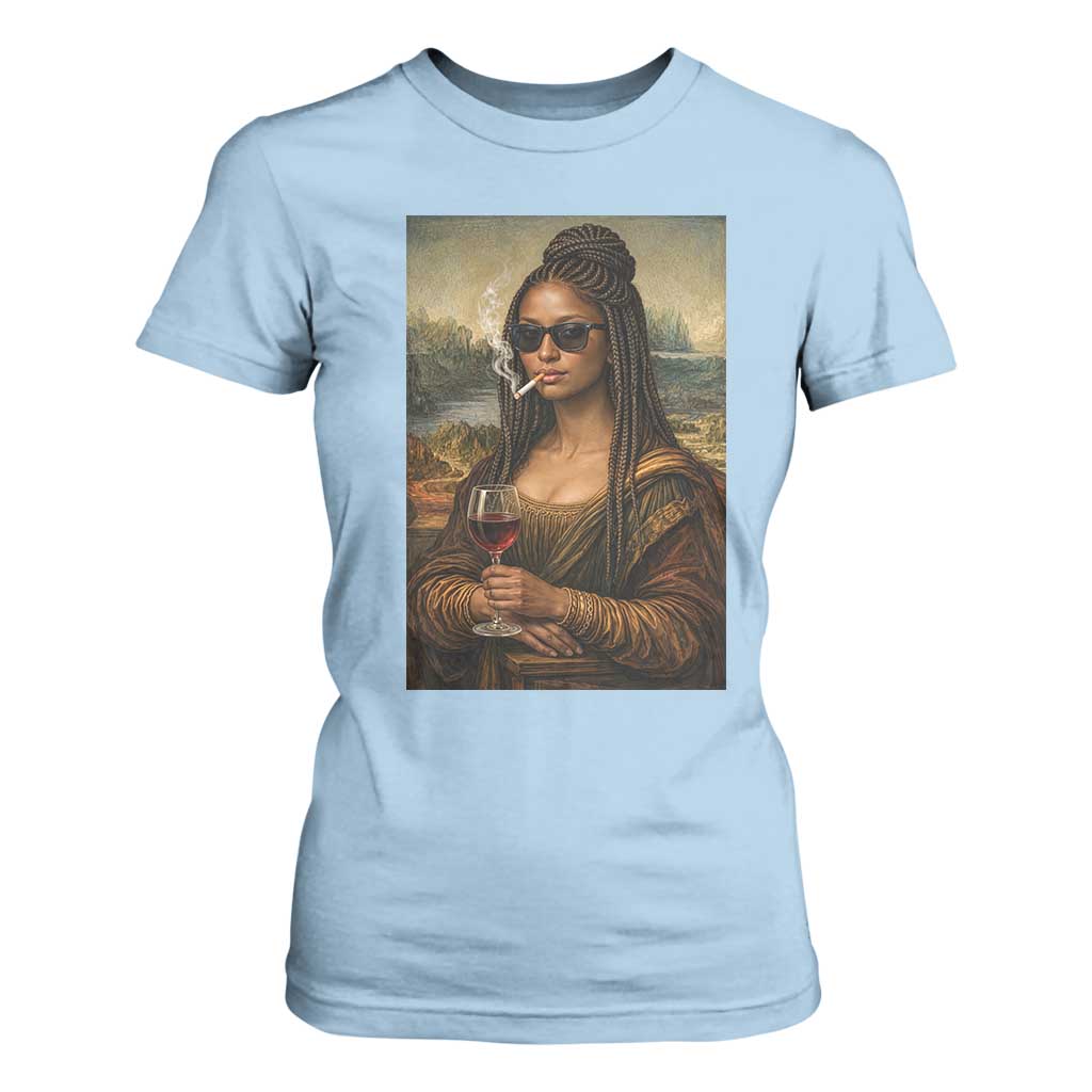 Black Mona Lisa African American T Shirt For Women Black History Month TS12 Light Blue Print Your Wear