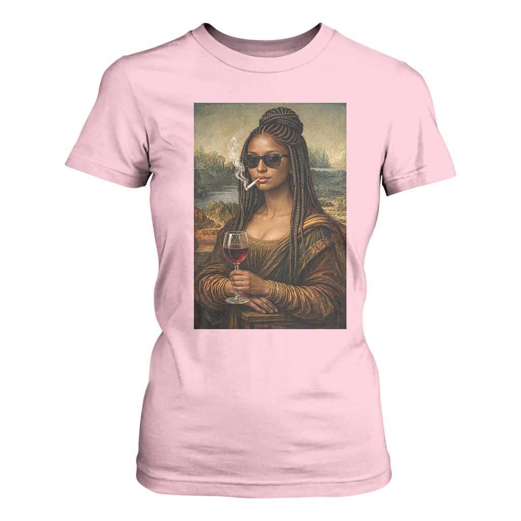 Black Mona Lisa African American T Shirt For Women Black History Month TS12 Light Pink Print Your Wear