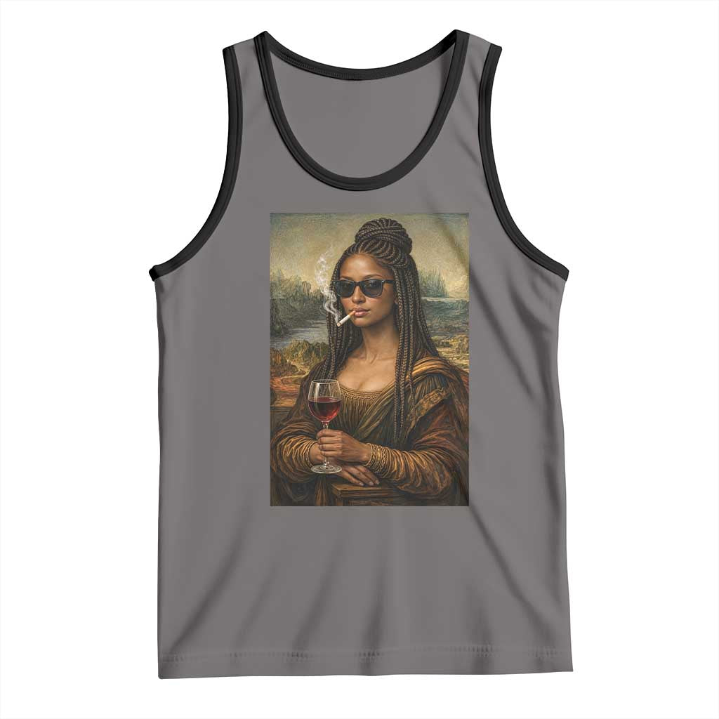 Black Mona Lisa African American Tank Top Black History Month TS12 Deep Heather Black Print Your Wear