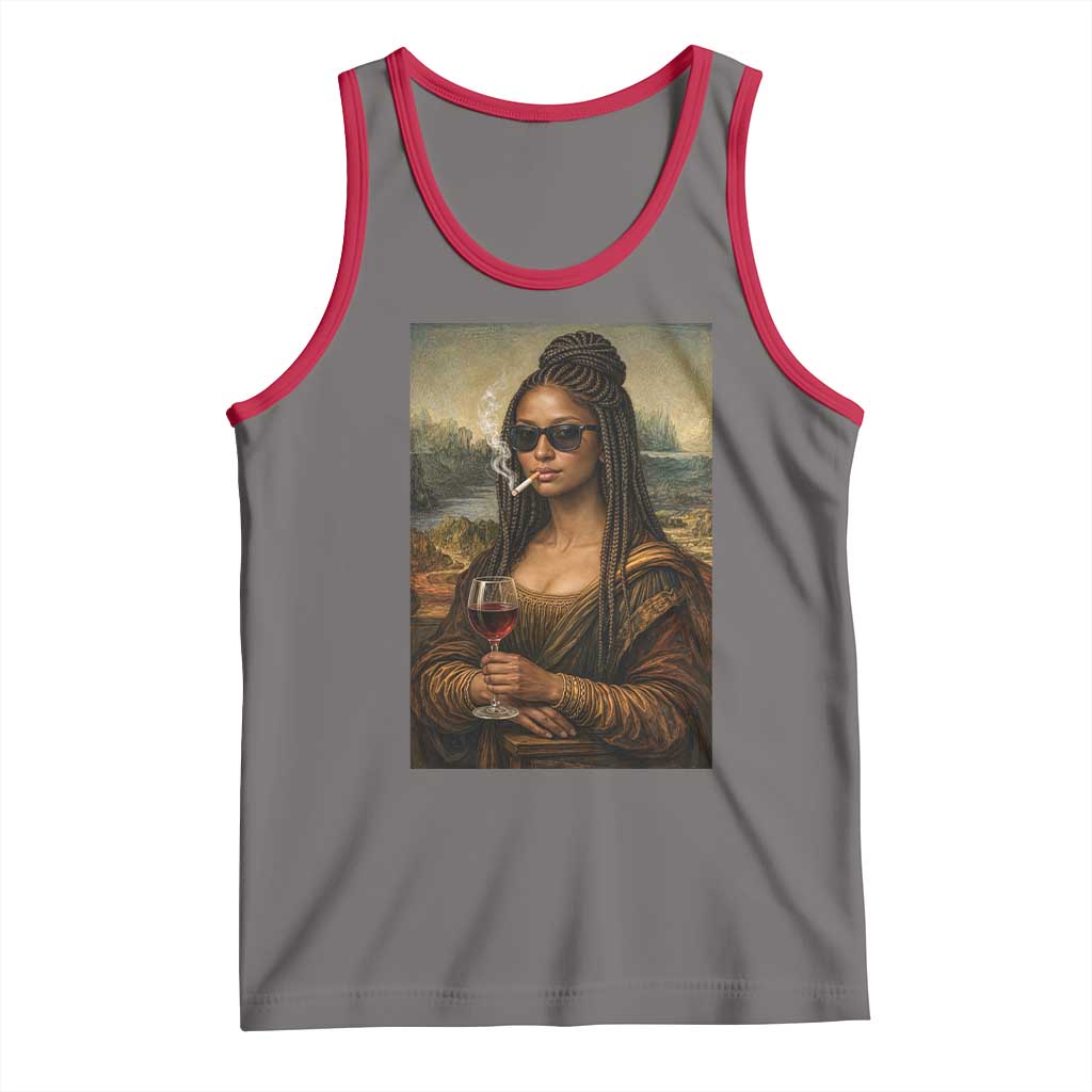 Black Mona Lisa African American Tank Top Black History Month TS12 Deep Heather Red Print Your Wear