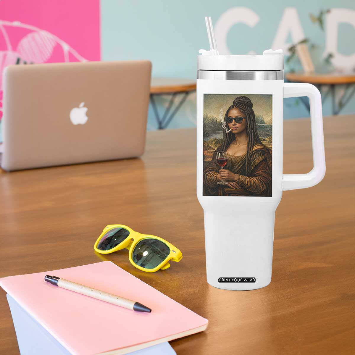 Black Mona Lisa African American Tumbler With Handle Black History Month TS12 Print Your Wear