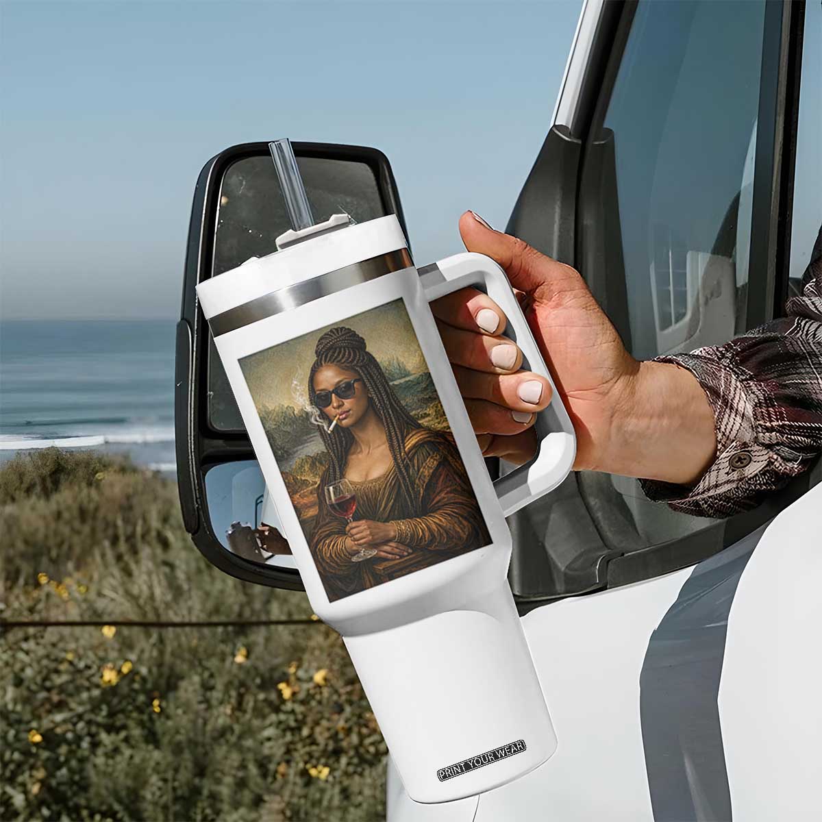 Black Mona Lisa African American Tumbler With Handle Black History Month TS12 Print Your Wear